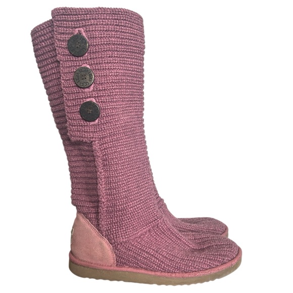 UGG Shoes - Y2K “UGG Australia” Pink Knitted Classic Cardy Button-up Boots